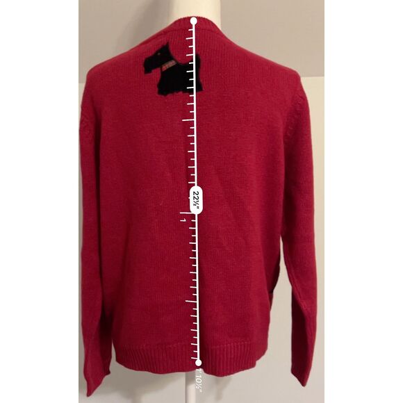 Vintage Red Cardigan Scotties Dogs Button Down M - Picture 8 of 8